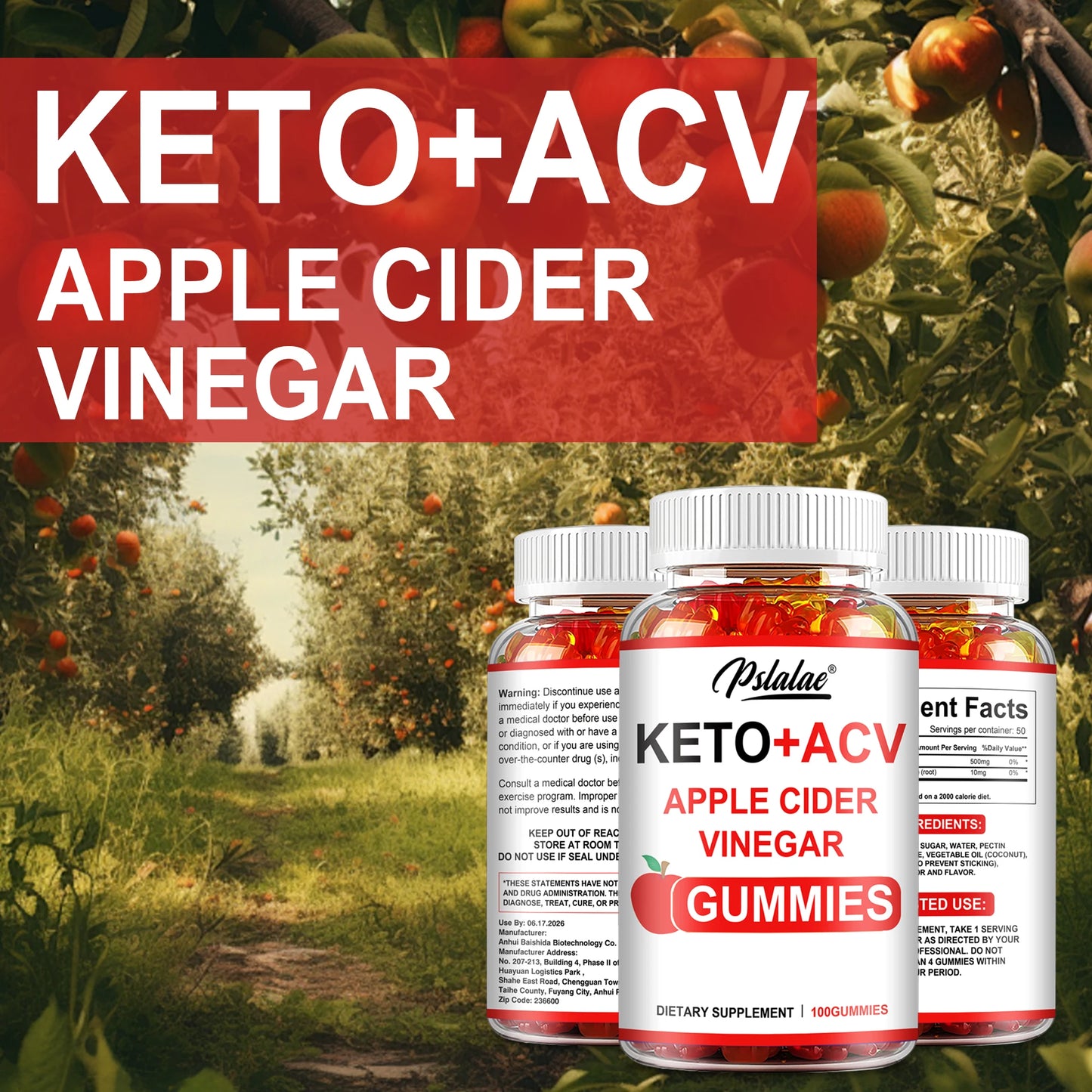 Keto + Acv Gummies - Natural Weight Loss, Heart Support, Hair, Skin, Nails, Weight Management Supplement - 100 Gummies